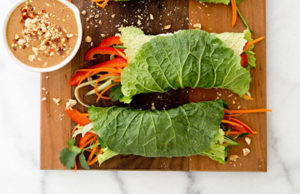 Cabbage Wraps with Spicy Peanut Sauce